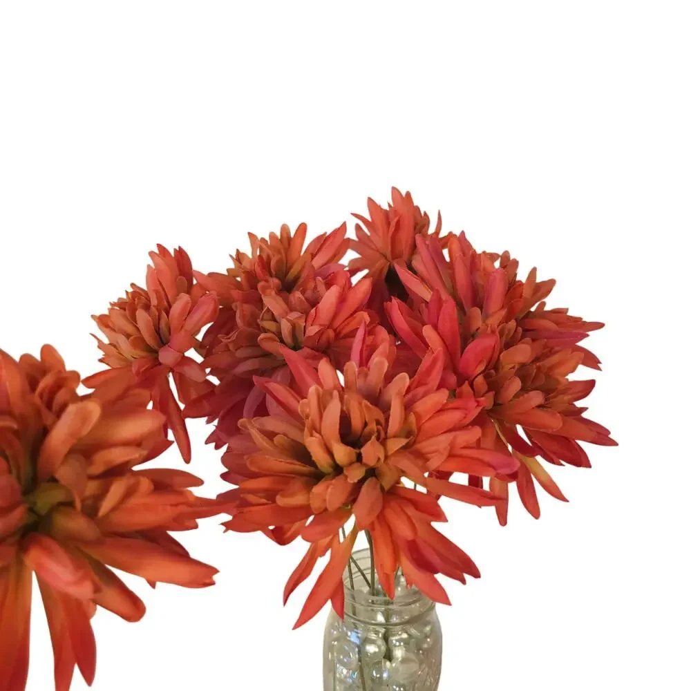25 Orange Pink Coral Artificial Spider Mum Chrysanthemum Flower Stems Fall